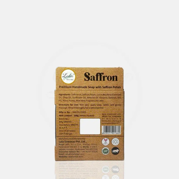 LALA DAWASAZ PVT LTD Saffron Handmade Soap - Lalas - 100Gm