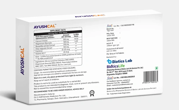 BIOTICS  Ayushcal Tablet  - Biotics - 10Tablet