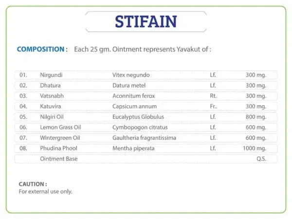 AYURCHEM PRODUCTS Stifain Ointment - Ayurchem - 25gm