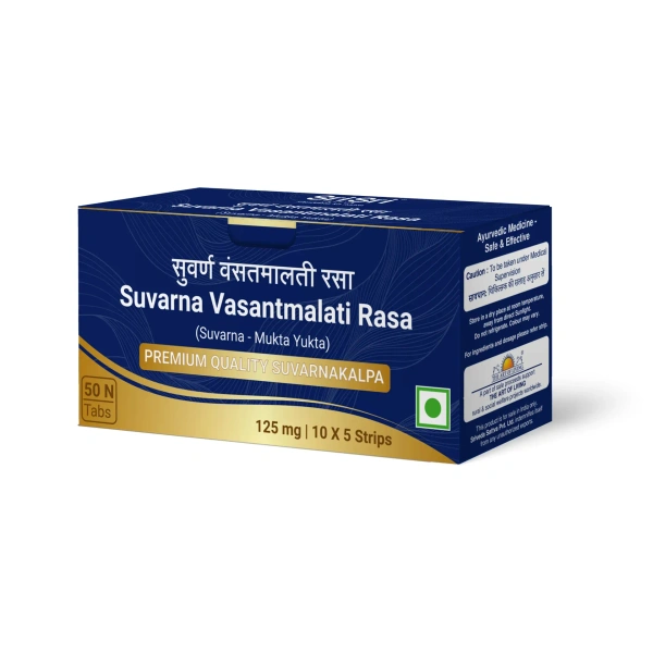 SRI SRI AYURVEDA Suvarna Vasantmalati Ras 125Mg - Sri Sri - 10 Tablets