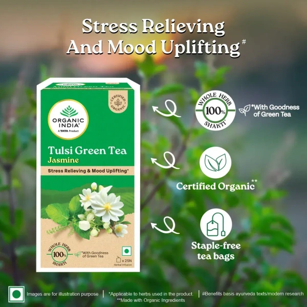 ORGANIC INDIA Tulsi Green Tea Jasmine - Organic  - 25Bags