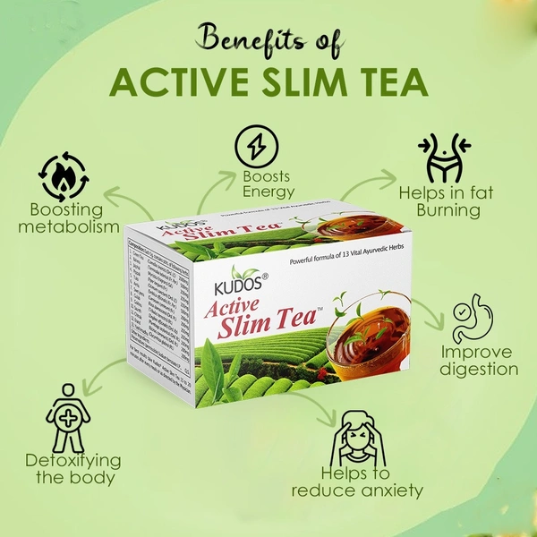 KUDOS AYURVEDA  Active Slim Tea - Kudos (2G X 30 Tea Bags) - 2Gm