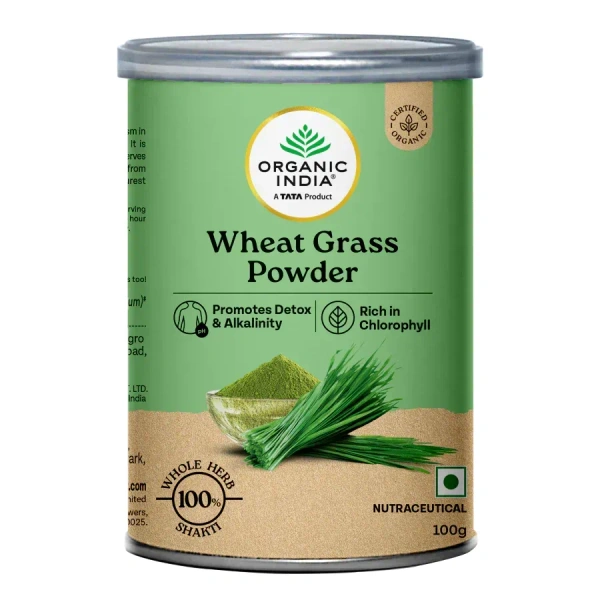 ORGANIC INDIA Wheat Grass Powder (Tin) - Organic - 100gm