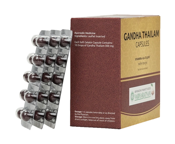 VAIDYARATHNAM Gandha Tail Capsules - Vaidyaratnam - 10 Capsules