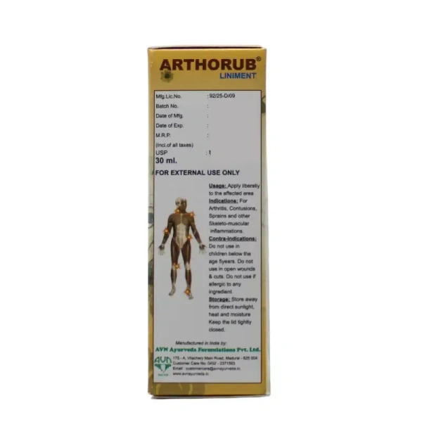 AVN AYURVEDA FORMULA Arthorub Liniment - Avn Ayurveda - 30Ml