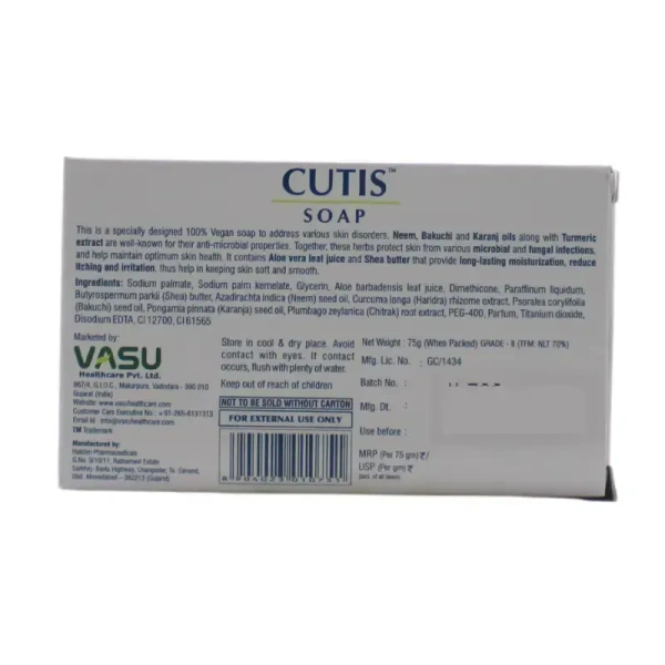 VASU PHARMACEUTICALS Cutis Soap - Vasu  - 75G