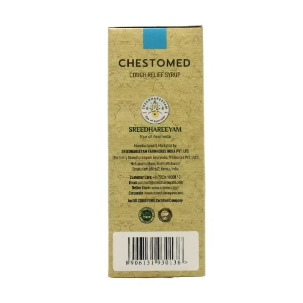 SREEDHAREEYAM Chestomed Cough Relief Syrup - Sreedhareeyam - 100Ml