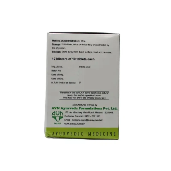 AVN AYURVEDA FORMULA Saptasaram Kashayam Tablet - Avn Ayurveda - 100Tablet