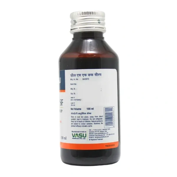 VASU PHARMACEUTICALS Zeal Cough Syrup Sugar free - Vasu  - 100Ml