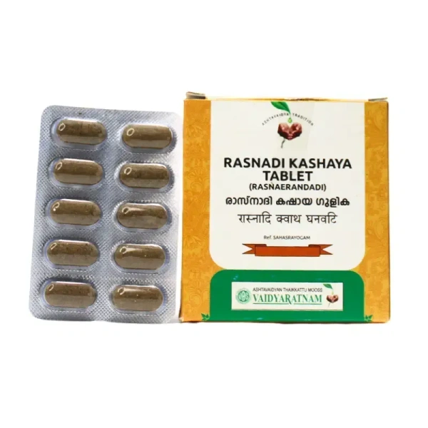 VAIDYARATHNAM Rasnadi Kashaya Tablet (Rasnaerandadadi) - Vaidyaratnam - 10 Tablets