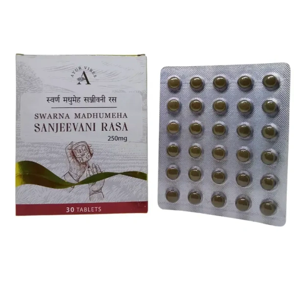 AYUR VIBES Swarna Madhumeha Sanjeevani Rasa 250Mg - Ayur Vibes - 30Tablet