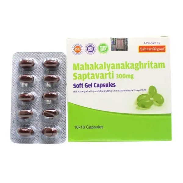 SAHASRAYOGAM Mahakalyanakaghritam Saptavari Softgel - Sahasra Yogam  - 100Capsule