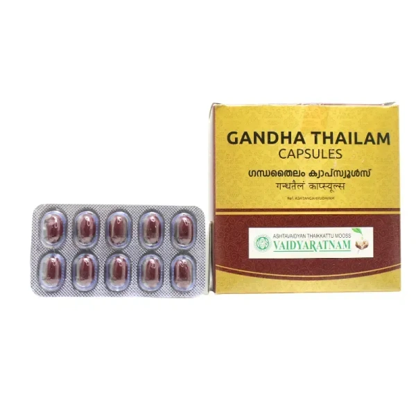 VAIDYARATHNAM Gandha Tail Capsules - Vaidyaratnam - 10 Capsules