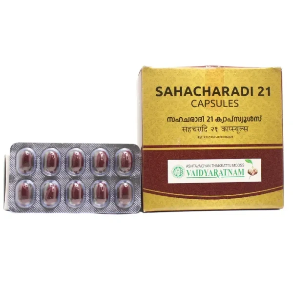 VAIDYARATHNAM Sahacharadi 21 Soft Gel Capsules - Vaidyaratnam - 10 Capsules