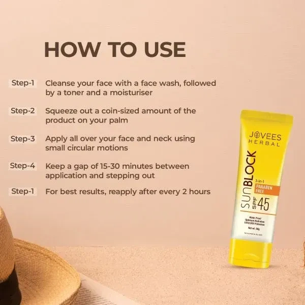 JOVEES HERBAL CARE Sun Block Sunscreen SPF 45 - Jovees - 100g