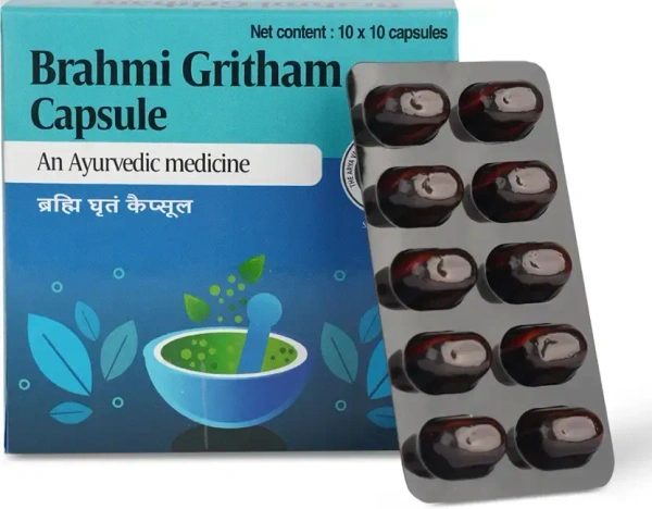THE ARYA VAIDYA PHARMACY Brahmi Gritham Capsules - AVP - 10 Capsules
