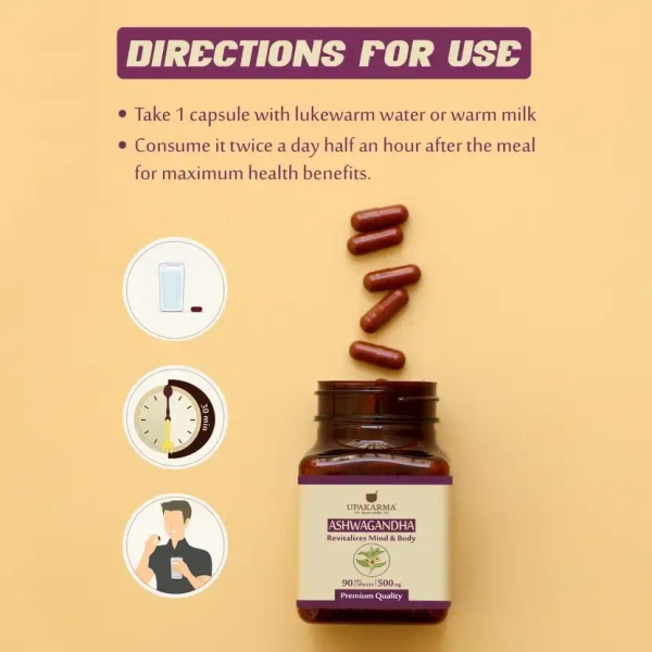 MANKIND PHARMA Ashwagandha 500Mg Veg Capsule - Upkarma - 90Capsules