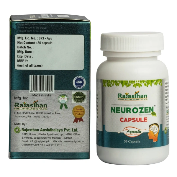 RAJASTHAN HERBALS  Neurozen Capsule - Rajasthan - 30 Capsules