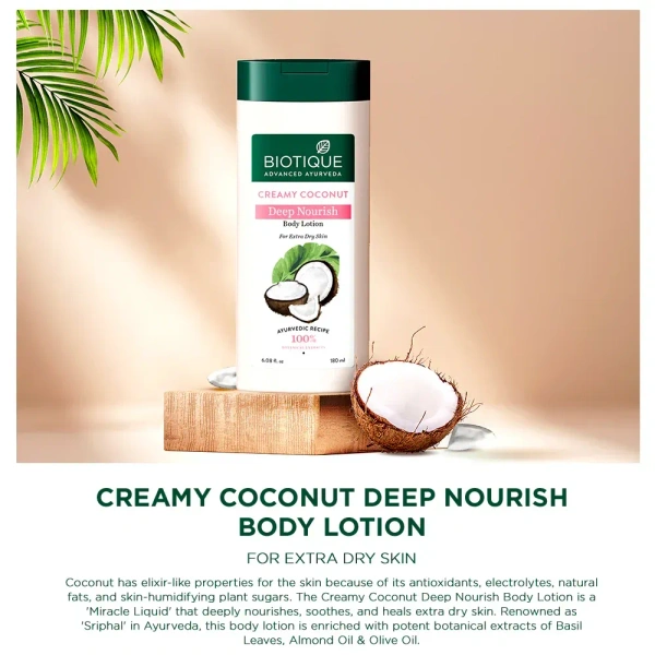 BIOTIQUE Creamy coconut deep nourish body lotion - Biotique - 180ml