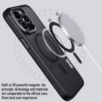 visitvilla iPhone 15 Plus Cover : Frosted Matte MagSafe Case with Armor Metal Camera Lens - Free Size, Black