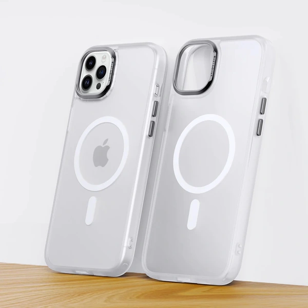 visitvilla iPhone 15 Plus Cover : Frosted Matte MagSafe Case with Armor Metal Camera Lens - Free Size, Black
