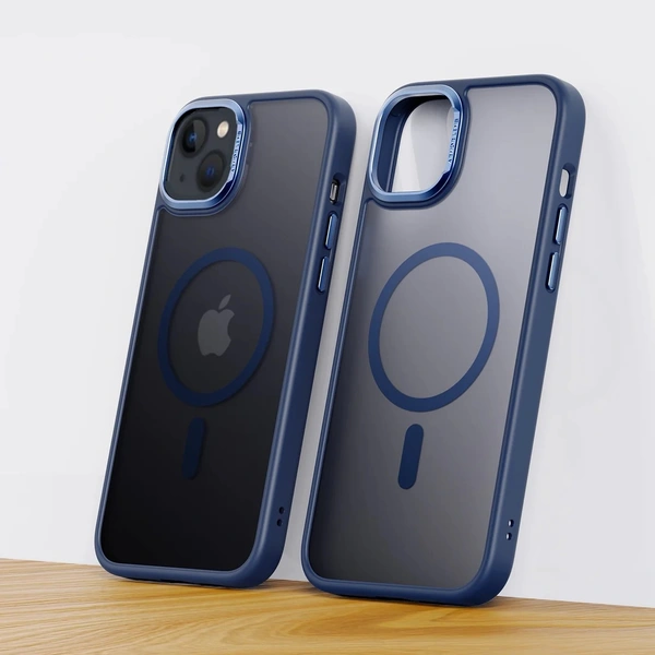 visitvilla iPhone 15 Plus Cover : Frosted Matte MagSafe Case with Armor Metal Camera Lens - Free Size, Black