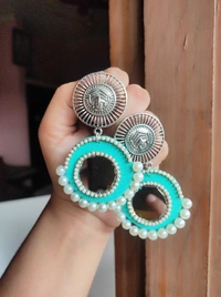 Chhavi Fabric Earring #1 - Web Orange, Medium