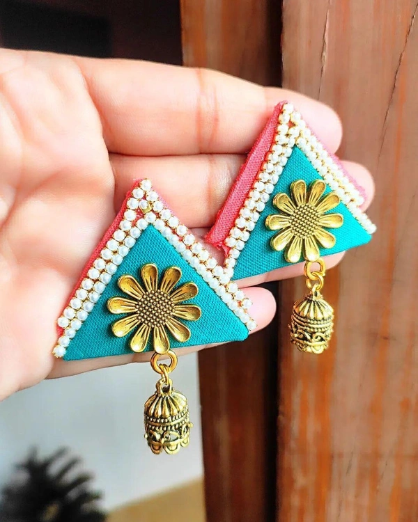 Tina Fabric Stud Earring - Medium, Web Orange