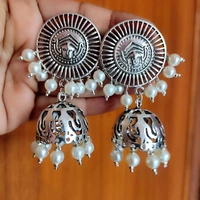 Silver Earrings - Medium, Green