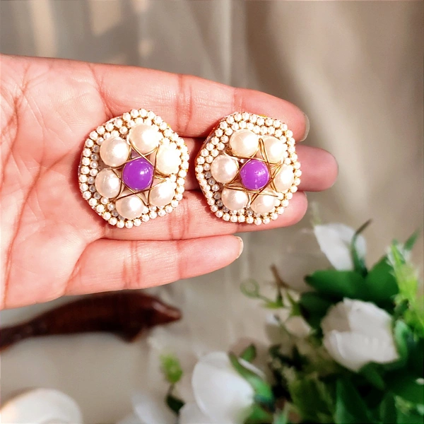 Tina Fabric Stud Earring - Medium, Web Orange
