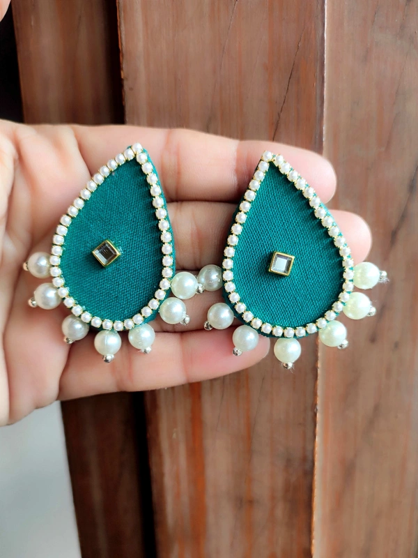 Tina Fabric Stud Earring - Medium, Web Orange