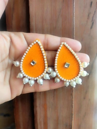 Tina Fabric Stud Earring - Medium, Web Orange