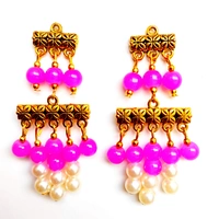 Beaded Oxide Earring - Bright Turquoise, Medium