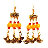 Beaded Oxide Earring - Magenta / Fuchsia, Medium