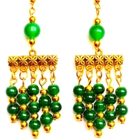 Beaded Oxide Earring - Magenta / Fuchsia, Medium