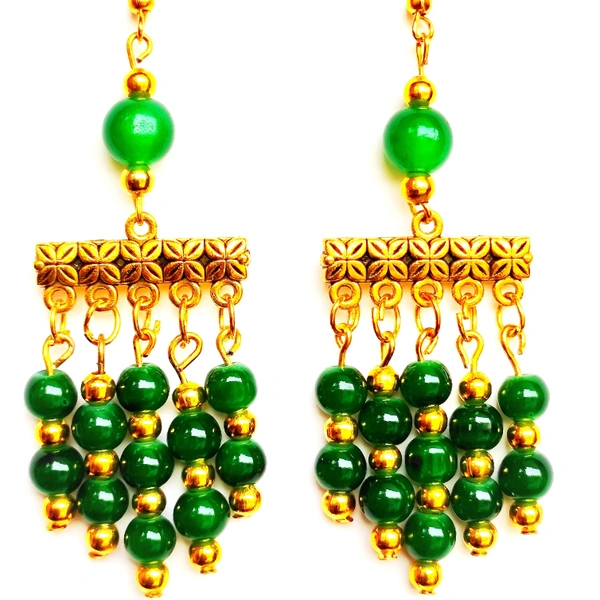 Beaded Oxide Earring - Magenta / Fuchsia, Medium