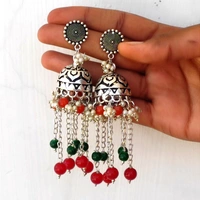 Lara Silver Jhumka - Medium, White