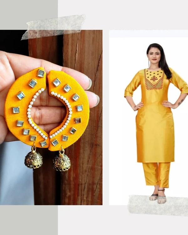 Yellow Tina Earring - Web Orange, Medium