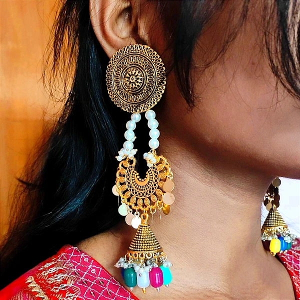 Lara  Golden Jhumka  - Web Orange