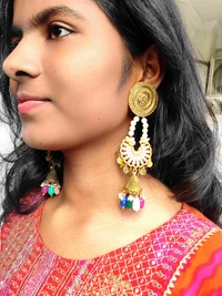 Lara  Golden Jhumka  - Web Orange