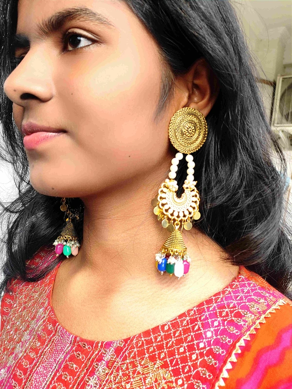 Lara  Golden Jhumka  - Web Orange