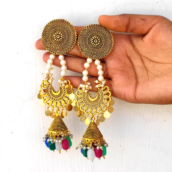 Lara  Golden Jhumka  - Web Orange