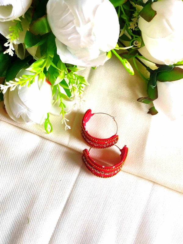 Hari Hoop Earrings  - Red, Medium