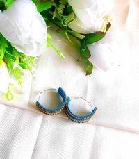 Hari Hoop Earrings  - Bright Turquoise, Medium