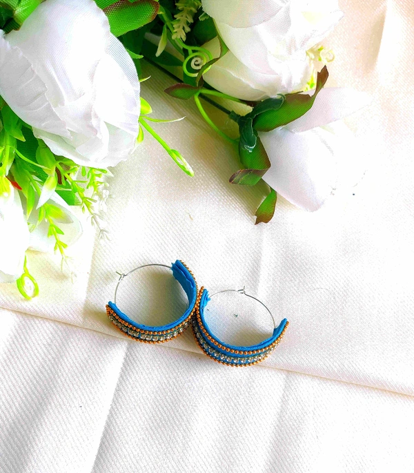 Hari Hoop Earrings  - Bright Turquoise, Medium