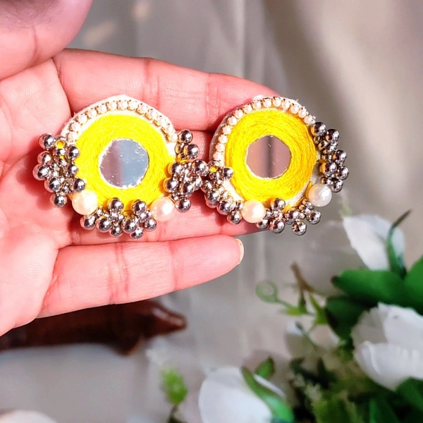 Hari Lightweight Earrings - Yellow, Small stude