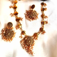Chhaya Golden Oxide Necklace - Red, Medium size