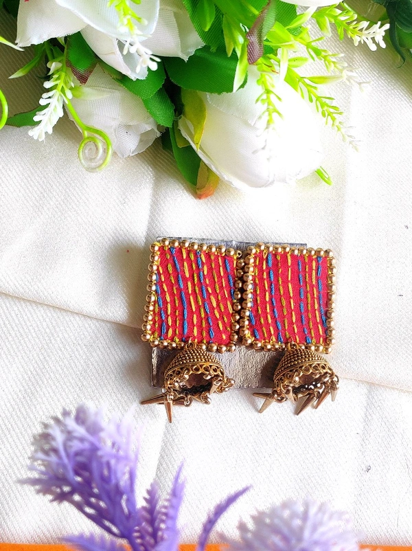Chhavi Fabric Earring #2 - Red