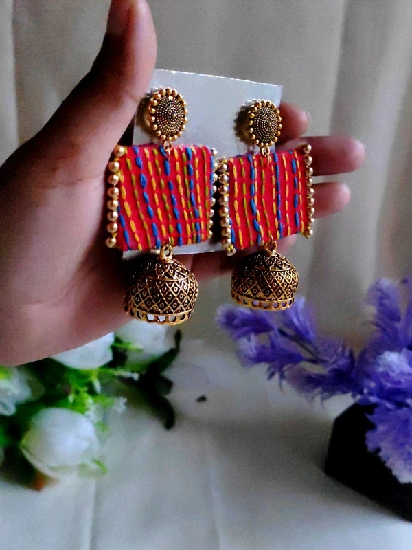 Chhavi Fabric Earring #2 - Red