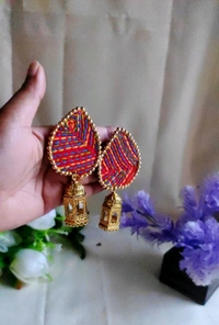 Chhavi Fabric Earring #2 - Red